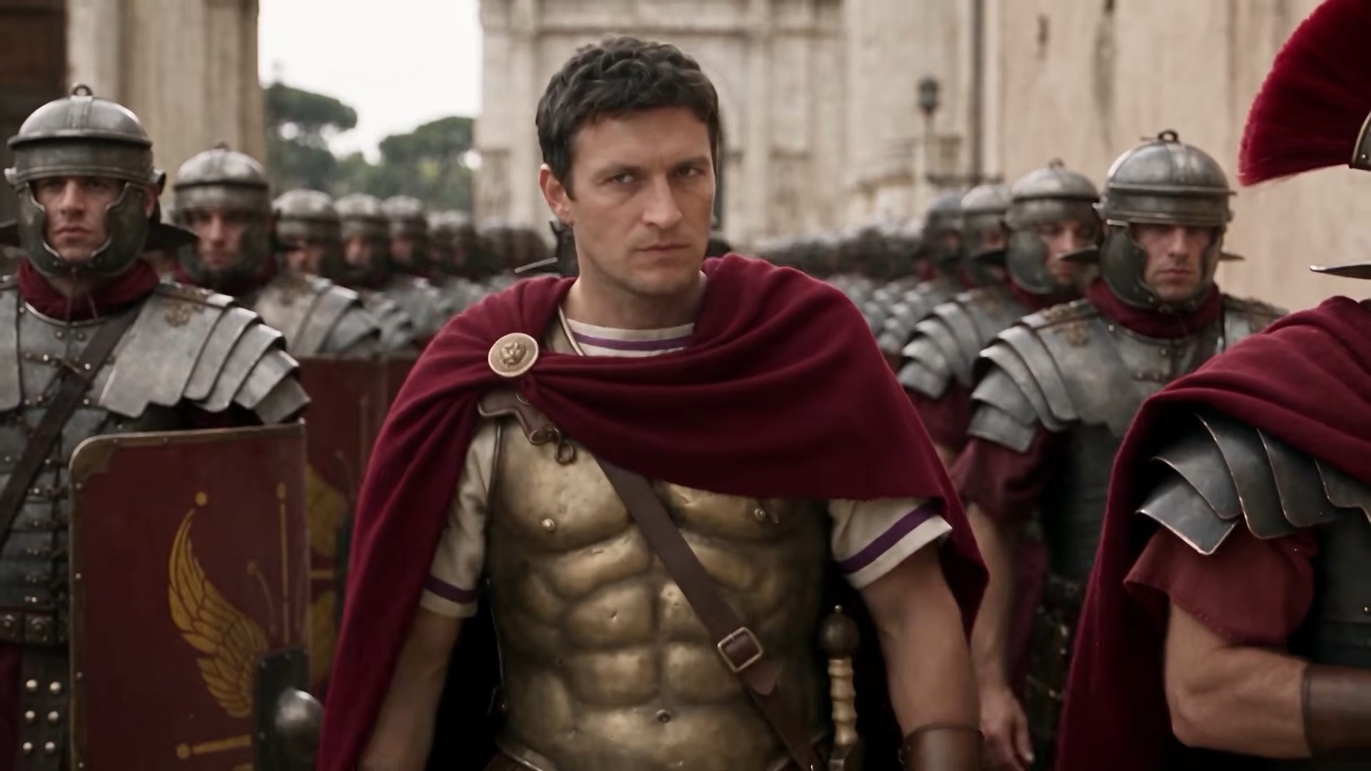 Augustus in armor before his legions
